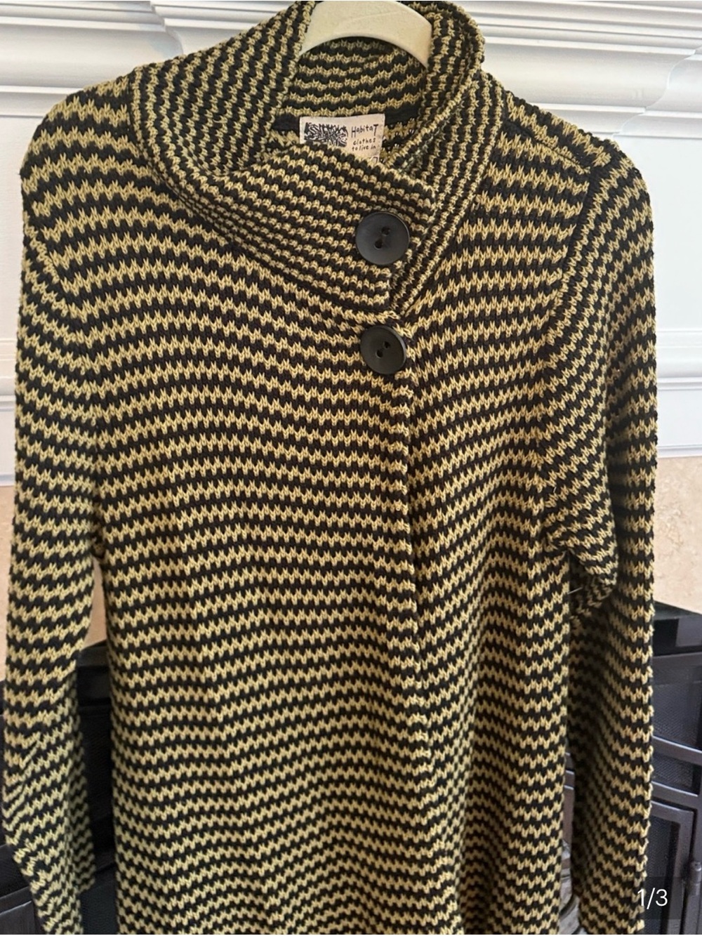 Habitat Clothes to Live In Striped Shawl Collar Cardigan Sweater L NWT